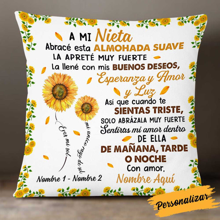 Personalized Daughter Granddaughter Son Grandson Spanish Mamá Abuela Sunflower Pillow JR271 81O34 1