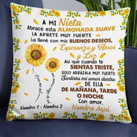 Personalized Daughter Granddaughter Son Grandson Spanish Mamá Abuela Sunflower Pillow JR271 81O34 thumb 1