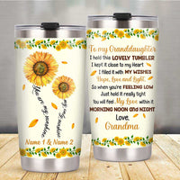 Personalized  Sunflower Mom Grandma Daughter Granddaughter Son Grandson Hug This Steel Tumbler JR33 81O34 thumb 1