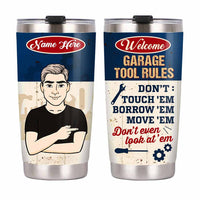 Personalized Dad Garage Tool Rules Steel Tumbler DB272 81O58 thumb 1