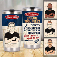 Personalized Dad Garage Tool Rules Steel Tumbler DB272 81O58 thumb 1