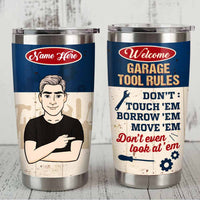 Personalized Dad Garage Tool Rules Steel Tumbler DB272 81O58 thumb 1