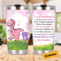 Personalized Dinosaur Mom Grandma To Son Grandson Daughter Granddaughter Hug This Steel Tumbler JR181 95O34 thumb 1