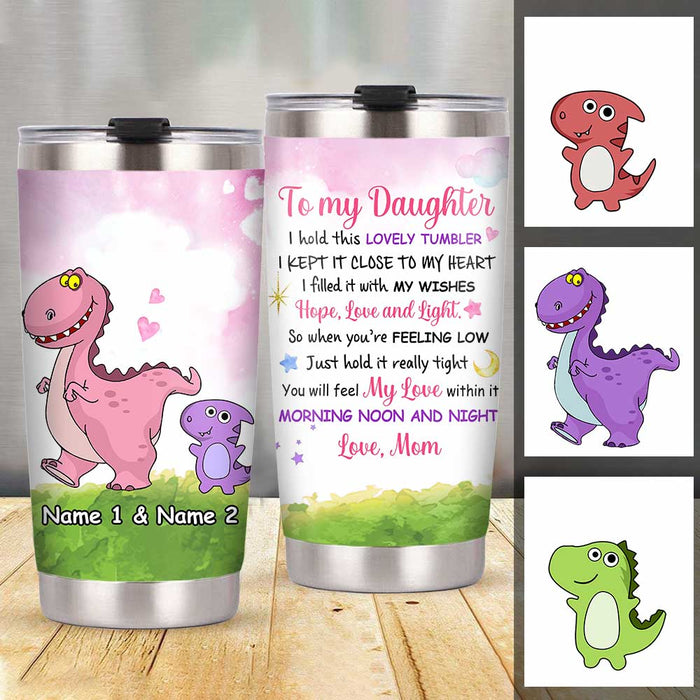 Personalized Dinosaur Mom Grandma To Son Grandson Daughter Granddaughter Hug This Steel Tumbler JR181 95O34 1