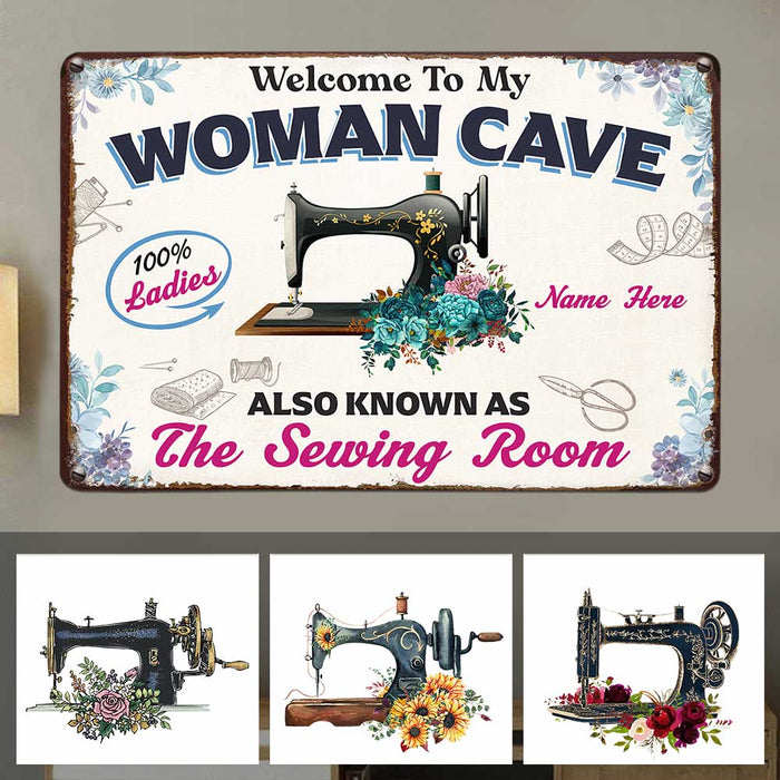 Personalized Woman Cave Sewing Room Metal Sign JR274 81O47 1