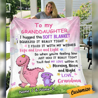 Personalized Dinosaur Granddaughter Hug This Blanket JR181 95O34 thumb 1