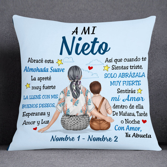 Personalized Mom Grandma To Grandson Granddaughter Spanish Mamá Abuela Hug This Pillow JR271 95O53 1