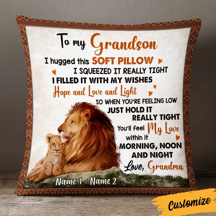 Personalized Lion To Grandson Hug This Pillow JR274 95O36 1