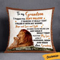 Personalized Lion To Grandson Hug This Pillow JR274 95O36 thumb 1