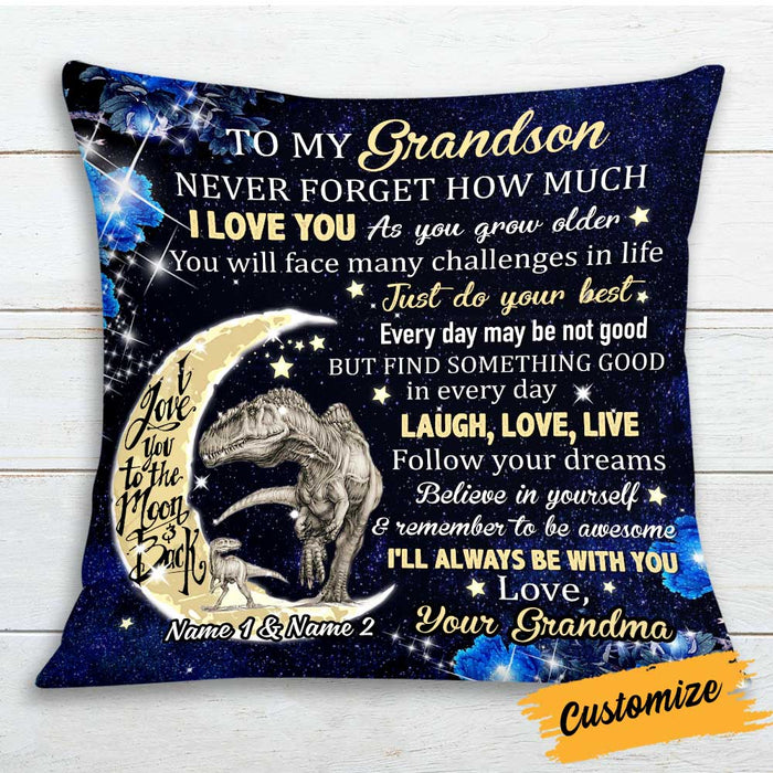 Personalized Dinosaur Daughter Granddaughter Son Grandson Pillow JR271 26O34 1