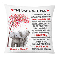 Personalized Elephant Couple The Day I Met You Pillow JR274 85O53 thumb 1