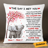 Personalized Elephant Couple The Day I Met You Pillow JR274 85O53 thumb 1