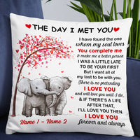 Personalized Elephant Couple The Day I Met You Pillow JR274 85O53 thumb 1