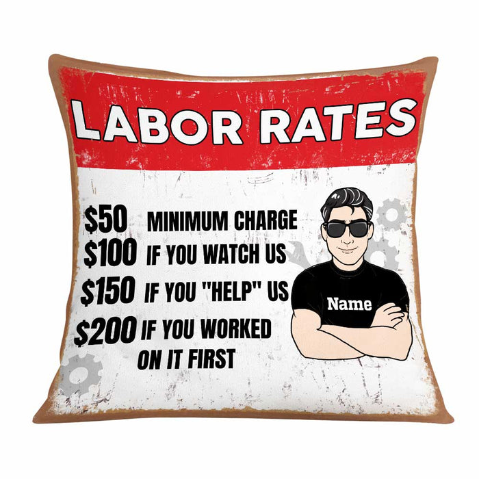 Personalized Garage Labor Rates Pillow JR172 26O58 1