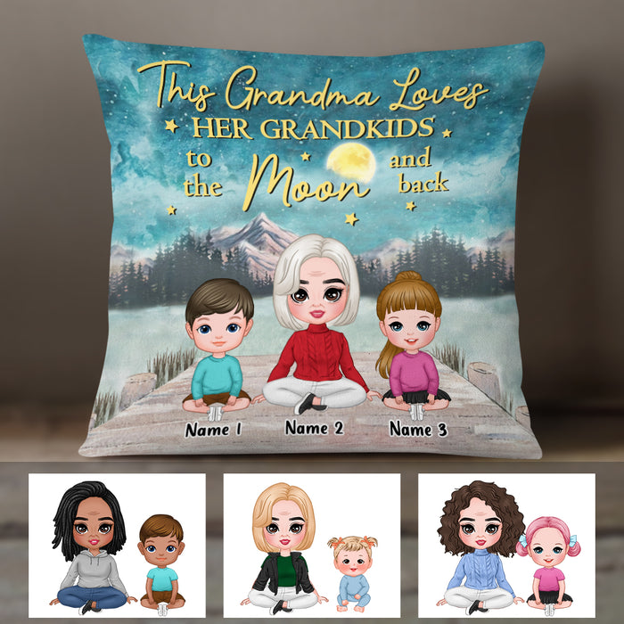 Personalized Grandma Love To Moon And Back Pillow FB173 85O47 1