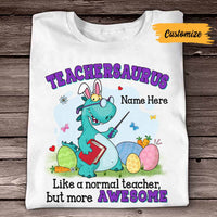 Personalized Easter Teacher Dinosaur T Shirt FB253 24O57 thumb 1