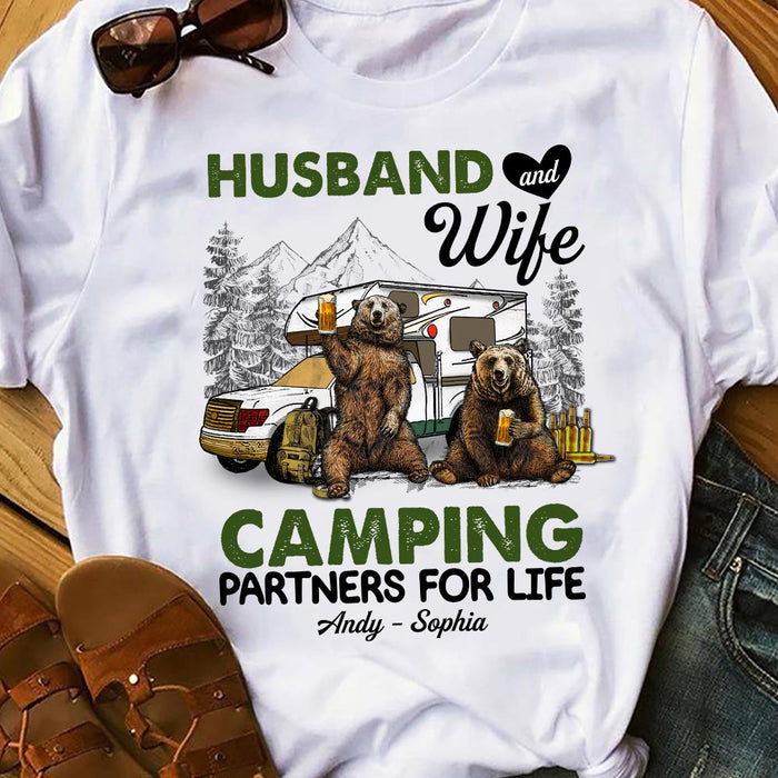 Personalized Couple Bear Husband Wife Camping T Shirt MR23 81O58 1
