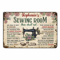 Personalized Sewing Room Rules Metal Sign MR24 81O34 thumb 1