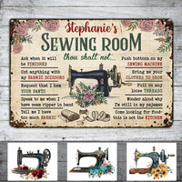 Personalized Sewing Room Rules Metal Sign MR24 81O34 thumb 1