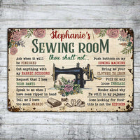 Personalized Sewing Room Rules Metal Sign MR24 81O34 thumb 1