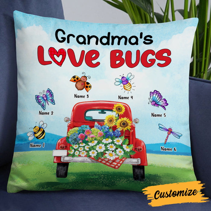 Personalized Mom Grandma Grandkids Love Bugs Pillow MR72 24O57 1