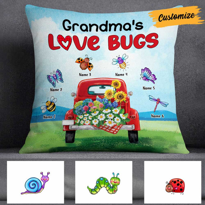 Personalized Mom Grandma Grandkids Love Bugs Pillow MR72 24O57 1
