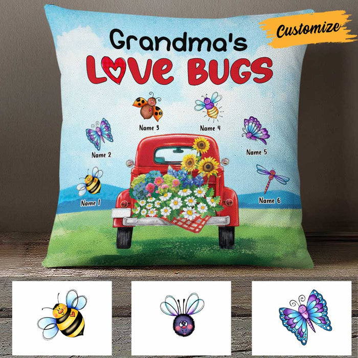 Personalized Mom Grandma Grandkids Love Bugs Pillow MR72 24O57 1