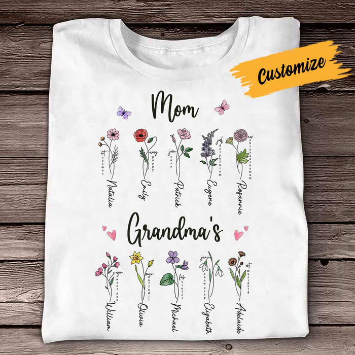 Personalized Mom Grandma Birth Flowers T Shirt MR73 24O57 Famvibe