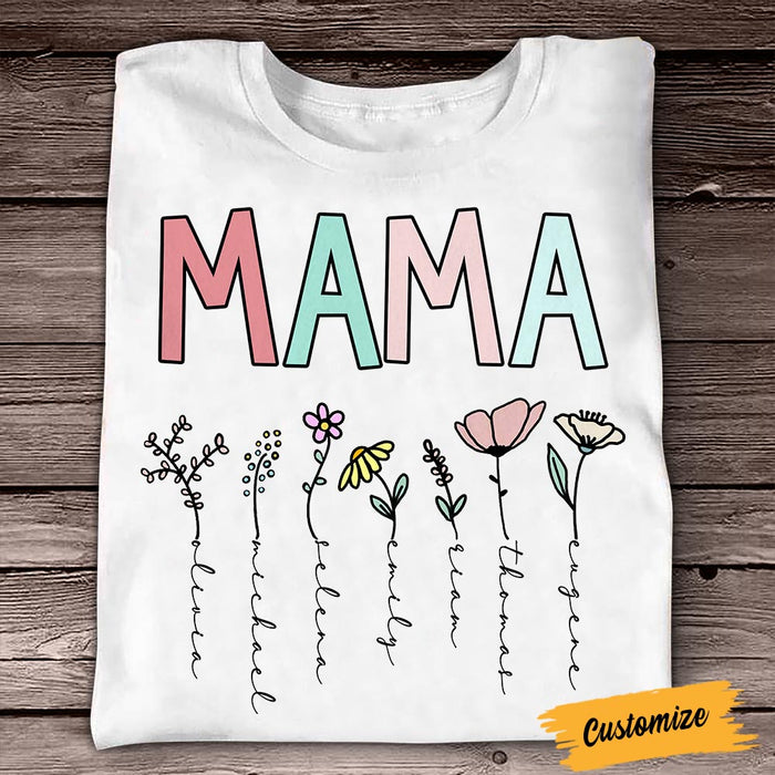 Personalized Mom Grandma Flower T Shirt MR91 85O58 1