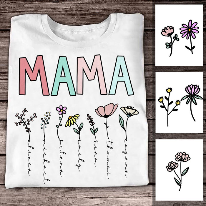 Personalized Mom Grandma Flower T Shirt MR91 85O58 1