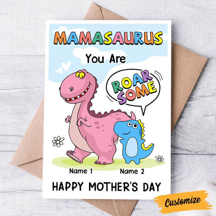 Personalized Dinosaur Mom Grandma Mother's Day Card MR92 95O53 1