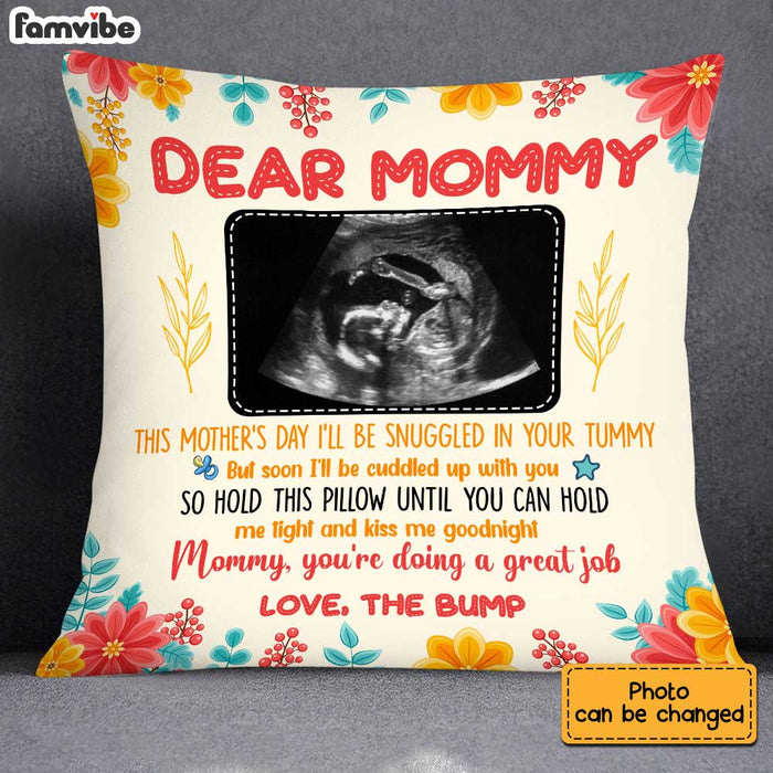 Personalized Mom Baby Ultrasound Snuggled In Your Tummy Bump Pillow AP132 27O34 1