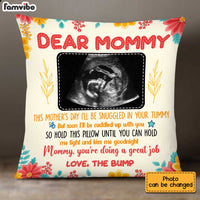 Personalized Mom Baby Ultrasound Snuggled In Your Tummy Bump Pillow AP132 27O34 thumb 1