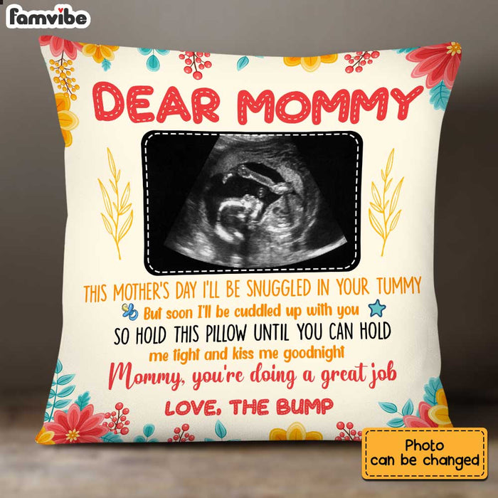 Personalized Mom Baby Ultrasound Snuggled In Your Tummy Bump Pillow AP132 27O34 1