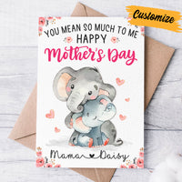 Personalized Mother's Day Mom Grandma Elephant Card MR101 23O57 thumb 1