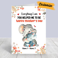 Personalized Mother's Day Mom Grandma Elephant Card MR102 23O28 thumb 1