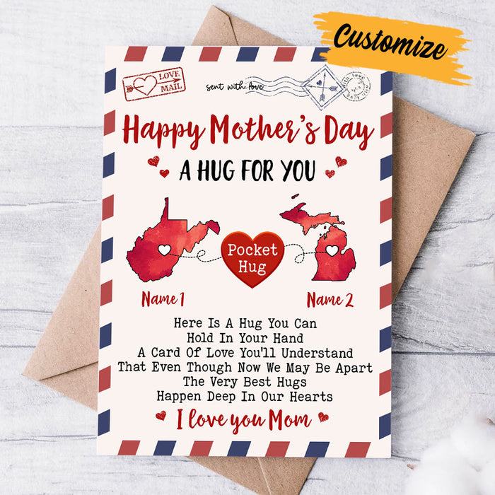 Personalized Mother's Day Mom Long Distance Pocket Love Card MR112 24O36 1