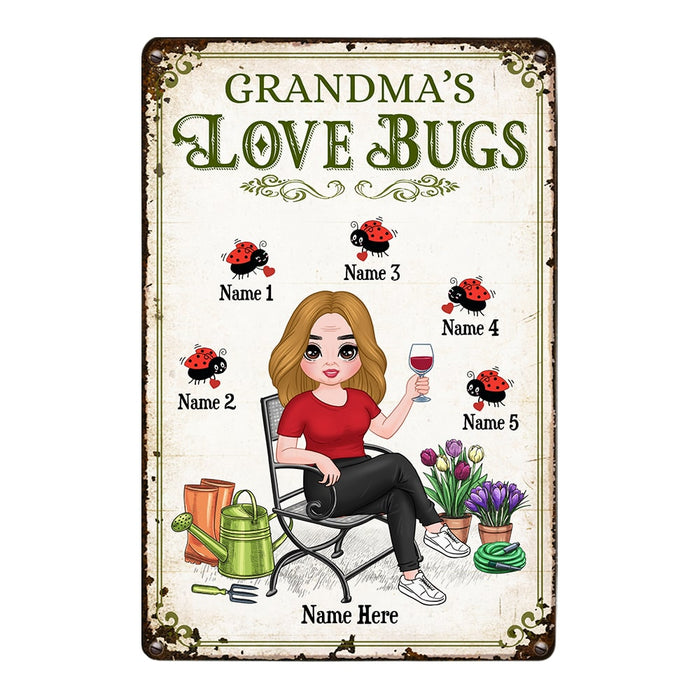 Personalized Grandma Love Bugs Metal Sign MR123 85O53 1