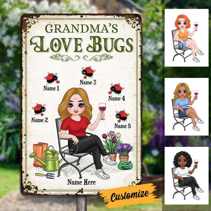 Personalized Grandma Love Bugs Metal Sign MR123 85O53 1