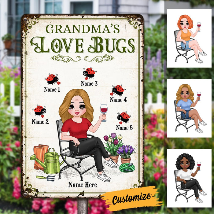 Personalized Grandma Love Bugs Metal Sign MR123 85O53 1