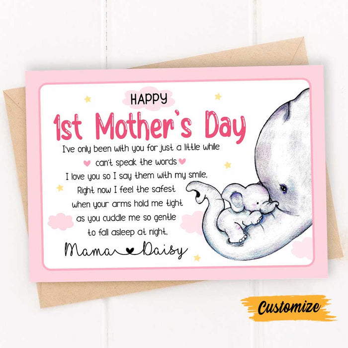 Personalized Elephant Mom Grandma First Mother's Day Card MR122 95O47 1
