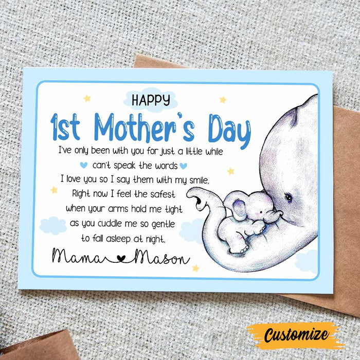 Personalized Elephant Mom Grandma First Mother's Day Card MR122 95O47 1