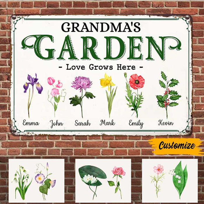 Personalized Mom Grandma Garden Metal Sign MR163 30O47 1