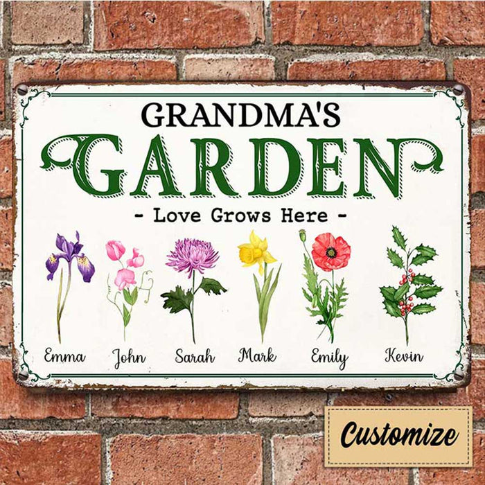 Personalized Mom Grandma Garden Metal Sign MR163 30O47 1