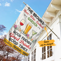 Personalized Garden Good Friends Good Drinks Gardening Flag AG192 95O58 thumb 1