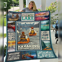 Kayaking Couple Lake Fleece Blanket JN252 65O47 thumb 1