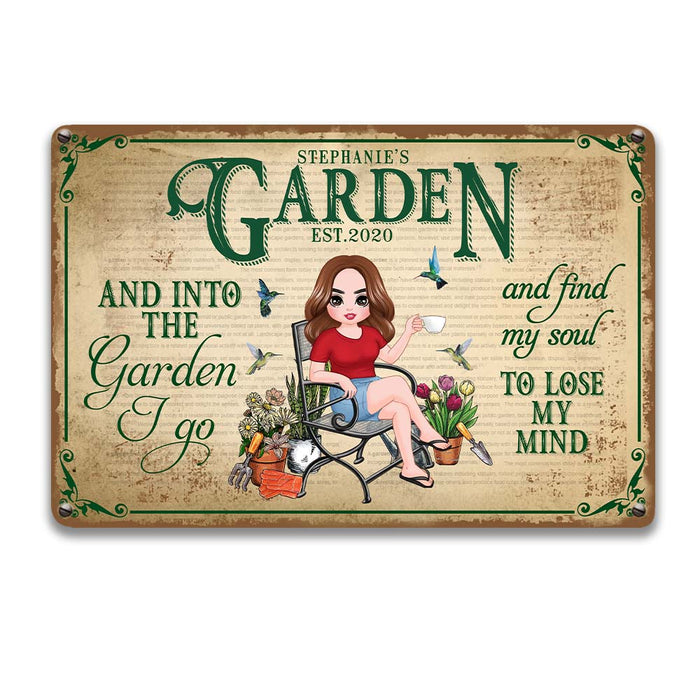 Personalized Into Garden I Go Metal Sign MR302 30O28 1