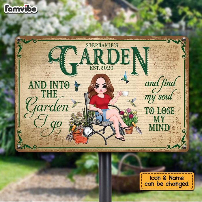 Personalized Into Garden I Go Metal Sign MR302 30O28 1