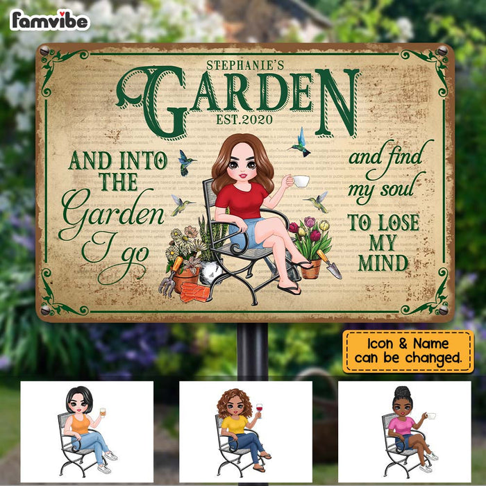 Personalized Into Garden I Go Metal Sign MR302 30O28 1