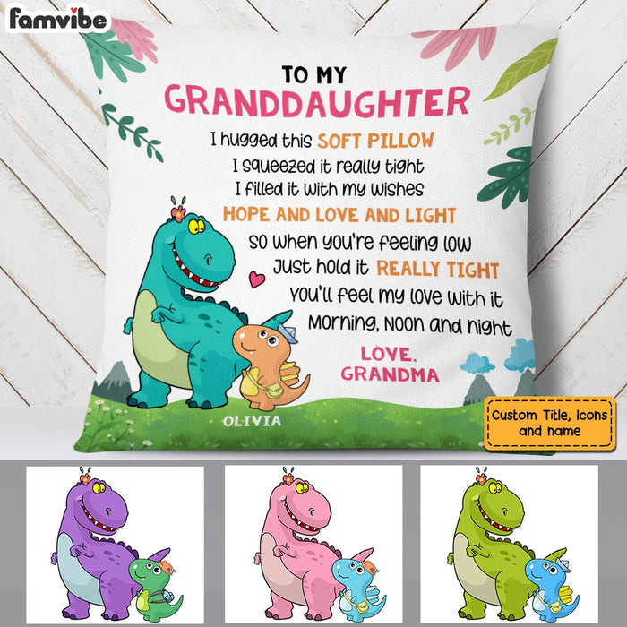Personalized Dinosaur Grandson Granddaughter Pillow MR313 85O58 1
